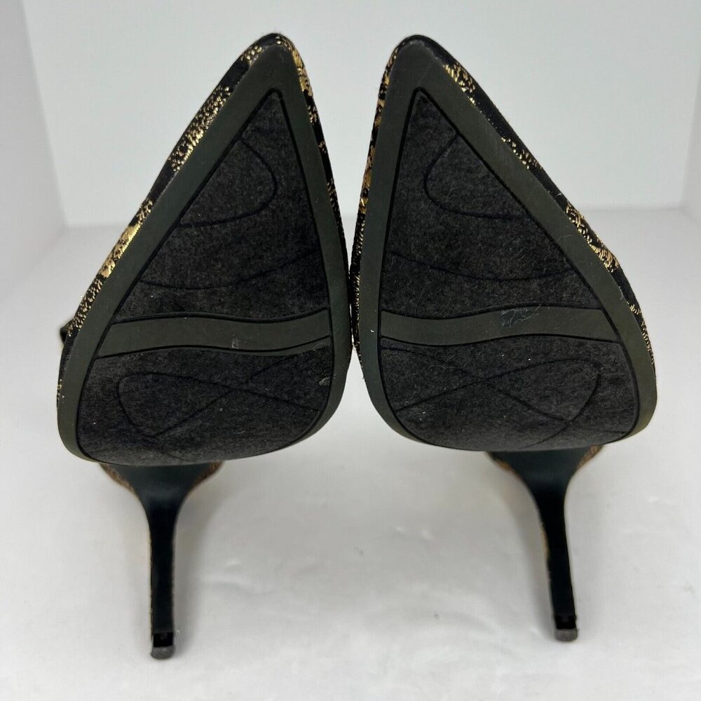 Christian Siriano Womens 17937 Black Gold Floral Buckle Size 7.5 Pumps - Picture 9 of 9